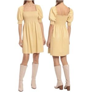 7 FOR‎ ALL MANKIND Faux Leather Mini Dress Yellow Size M Festival Concert Short